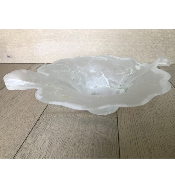 Vintage CREAZIONI SILVESTRI Arte Murano Crystal Frosted Glass Dish Bowl ITALY - Picture 1 of 5